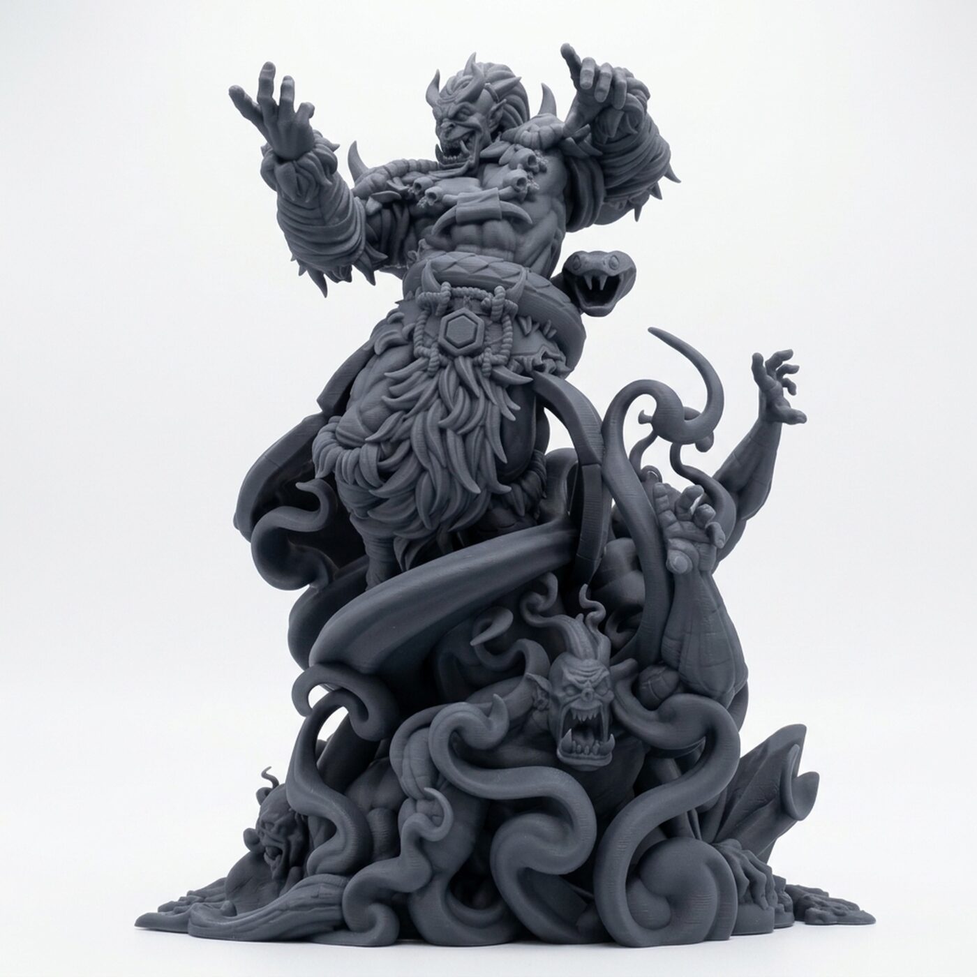 Grung Warlock Orc - Gray Resin 3D Printed Miniature