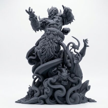 Grung Warlock Orc - Gray Resin 3D Printed Miniature