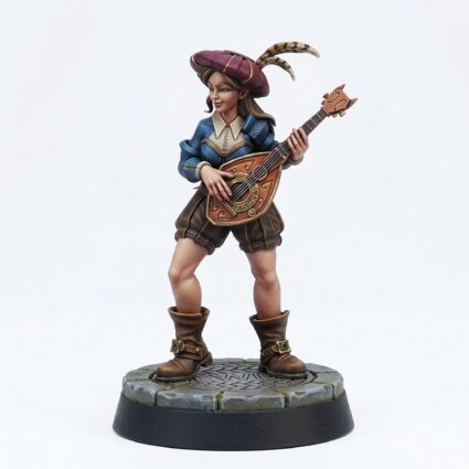 Human Bard With Lute - Painted 3D Printed Miniature