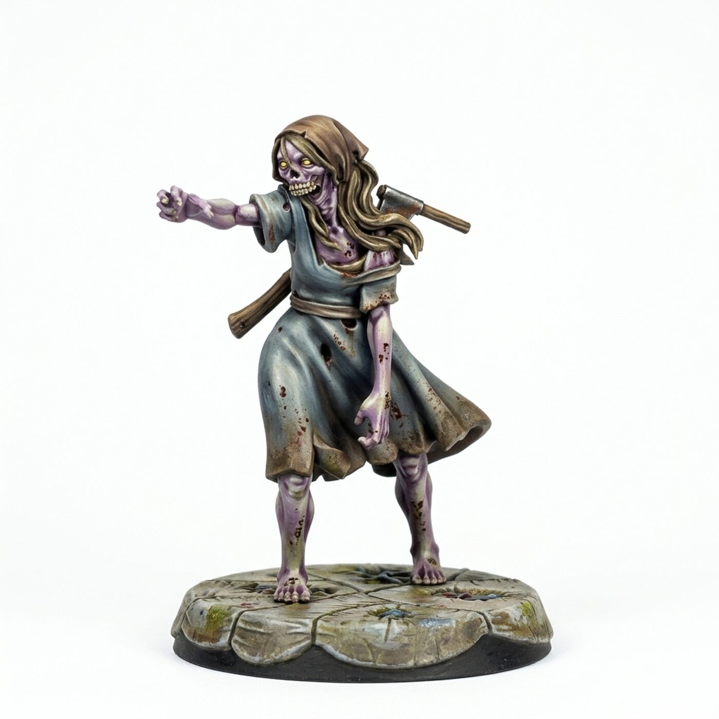 Zombified Peasant - Painted 3D Printed Miniature