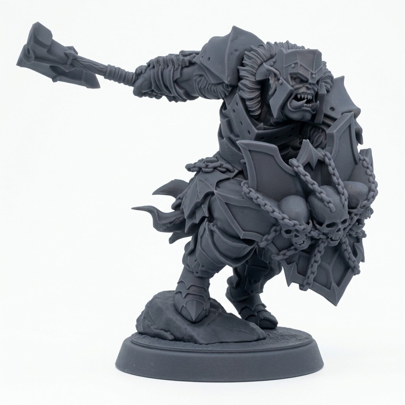 Ironcrag Orc B - Gray Resin 3D Printed Miniature