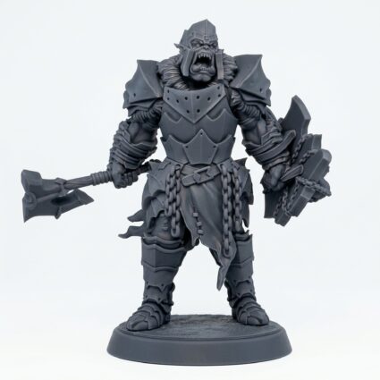 Ironcrag Orc C - Gray Resin 3D Printed Miniature
