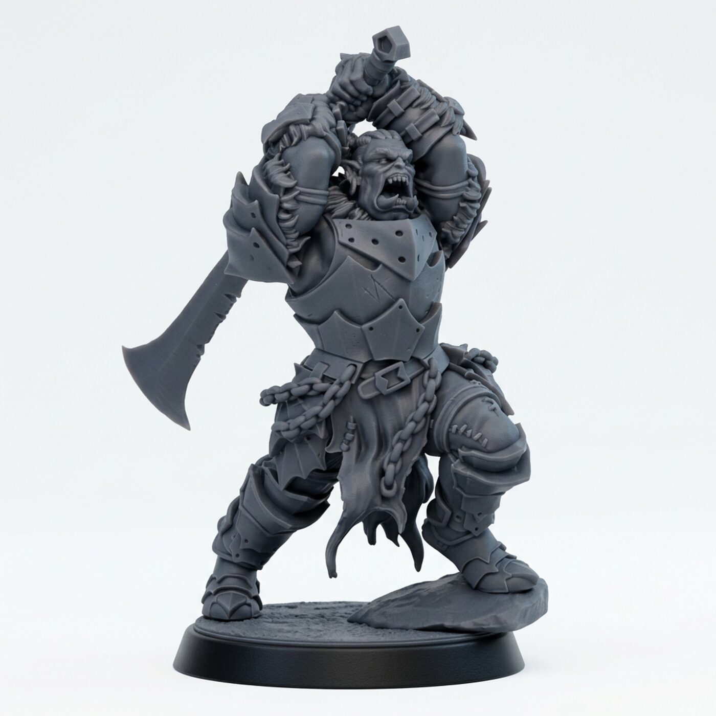 Ironcrag Orc E - Gray Resin 3D Printed Miniature