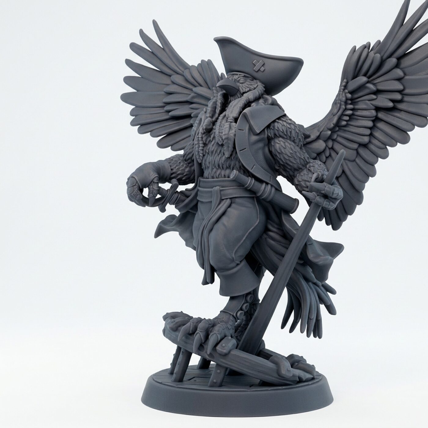 Jacked Sparrow - Gray Resin 3D Printed Miniature