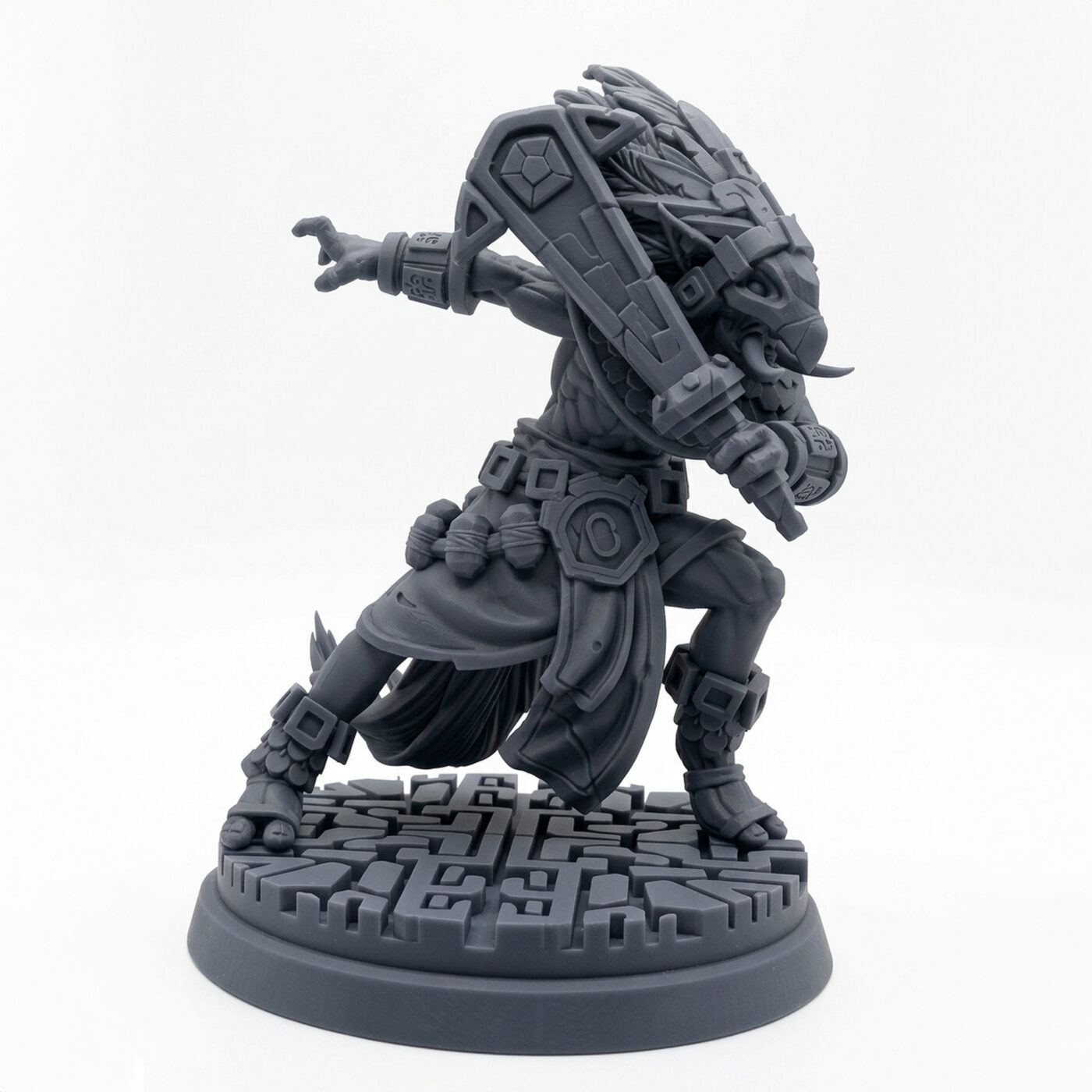 Kabil Melee Warrior B - Gray Resin 3D Printed Miniature