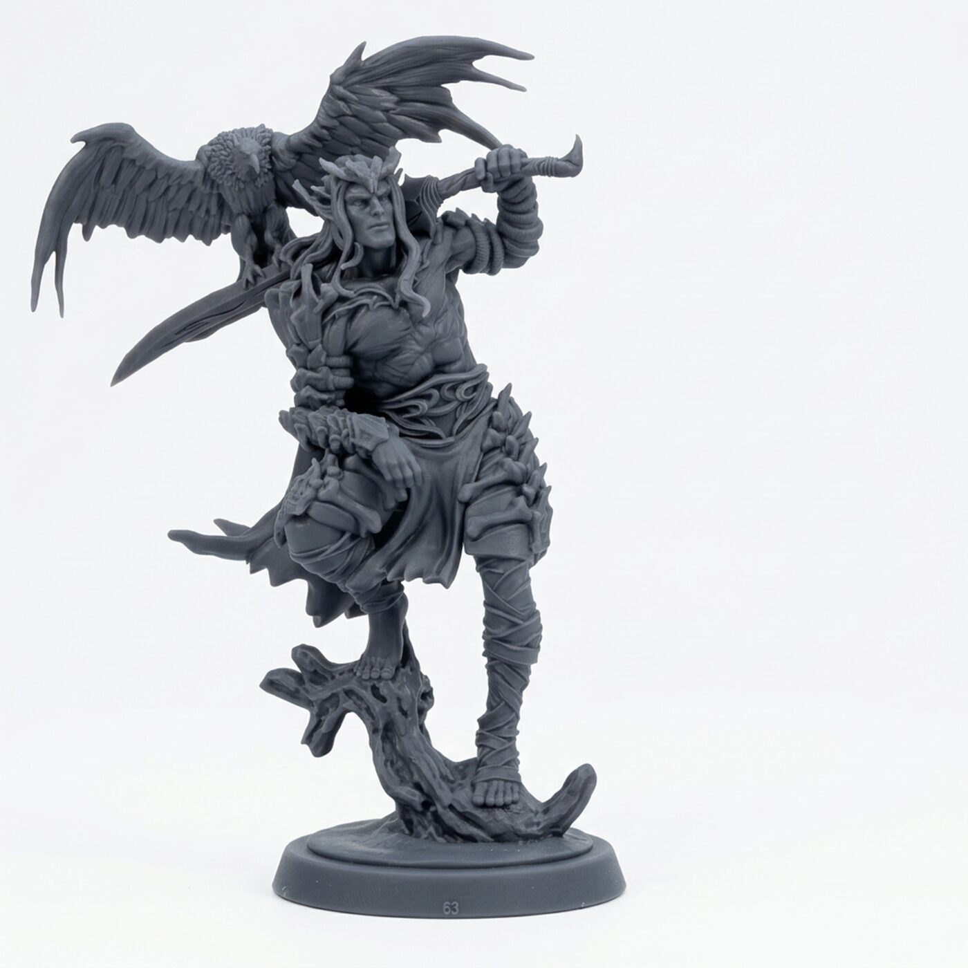 Knight Of The Ashen Grove V B - Gray Resin 3D Printed Miniature