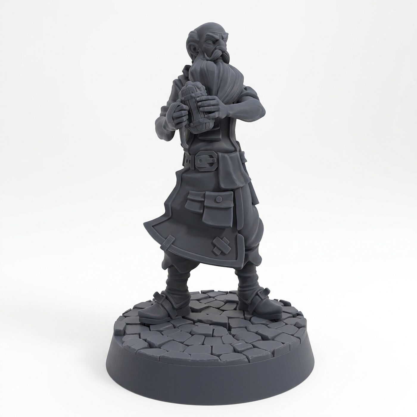 Krossos Thebald Inkeeper - Gray Resin 3D Printed Miniature