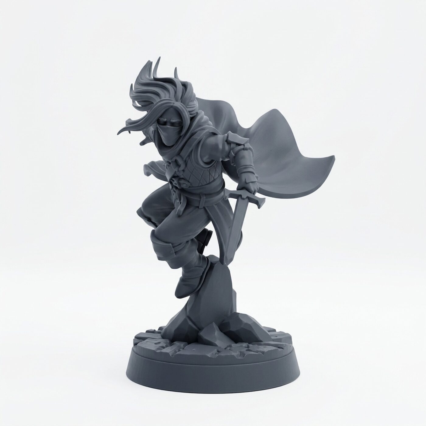 Leaping To Attack - Gray Resin 3D Printed Miniature
