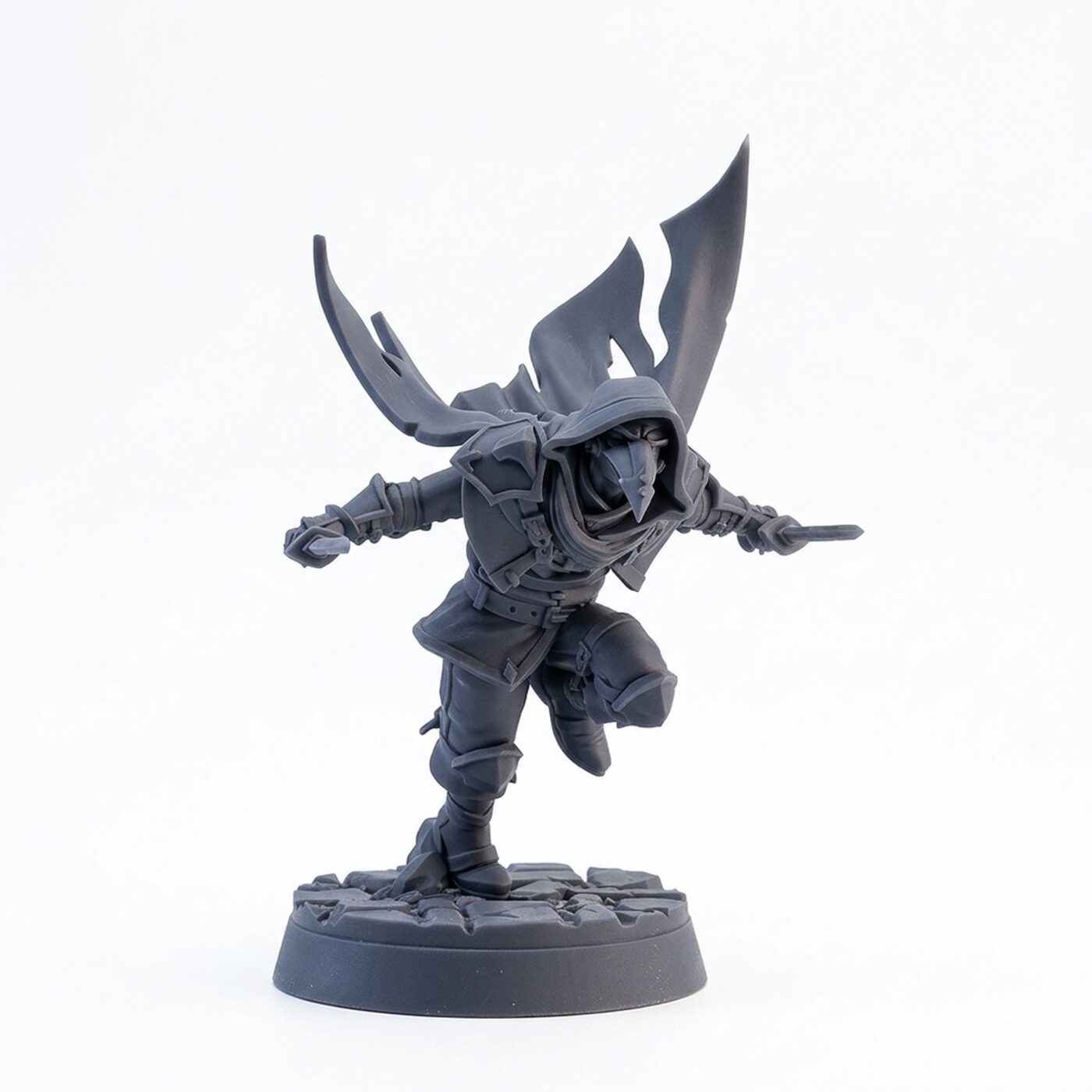 Leaping To Slash - Gray Resin 3D Printed Miniature