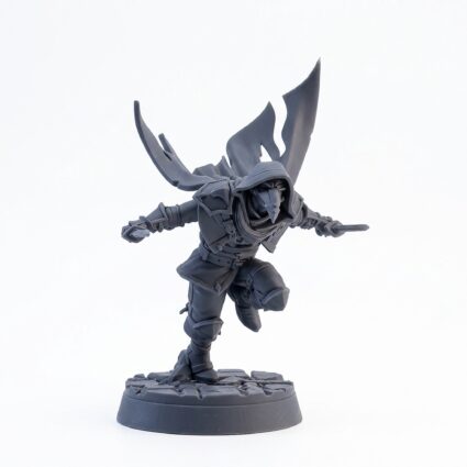 Leaping To Slash - Gray Resin 3D Printed Miniature