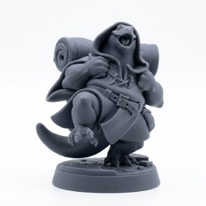 Lizard Adventurer A - Gray Resin 3D Printed Miniature