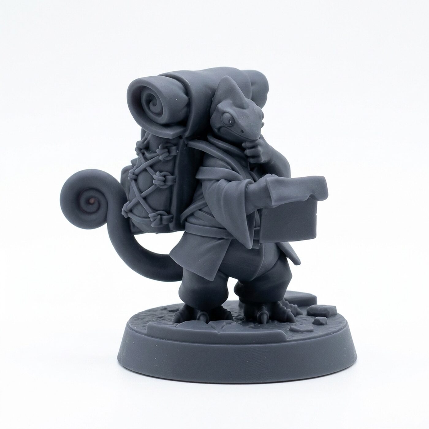 Lizard Adventurer C - Gray Resin 3D Printed Miniature