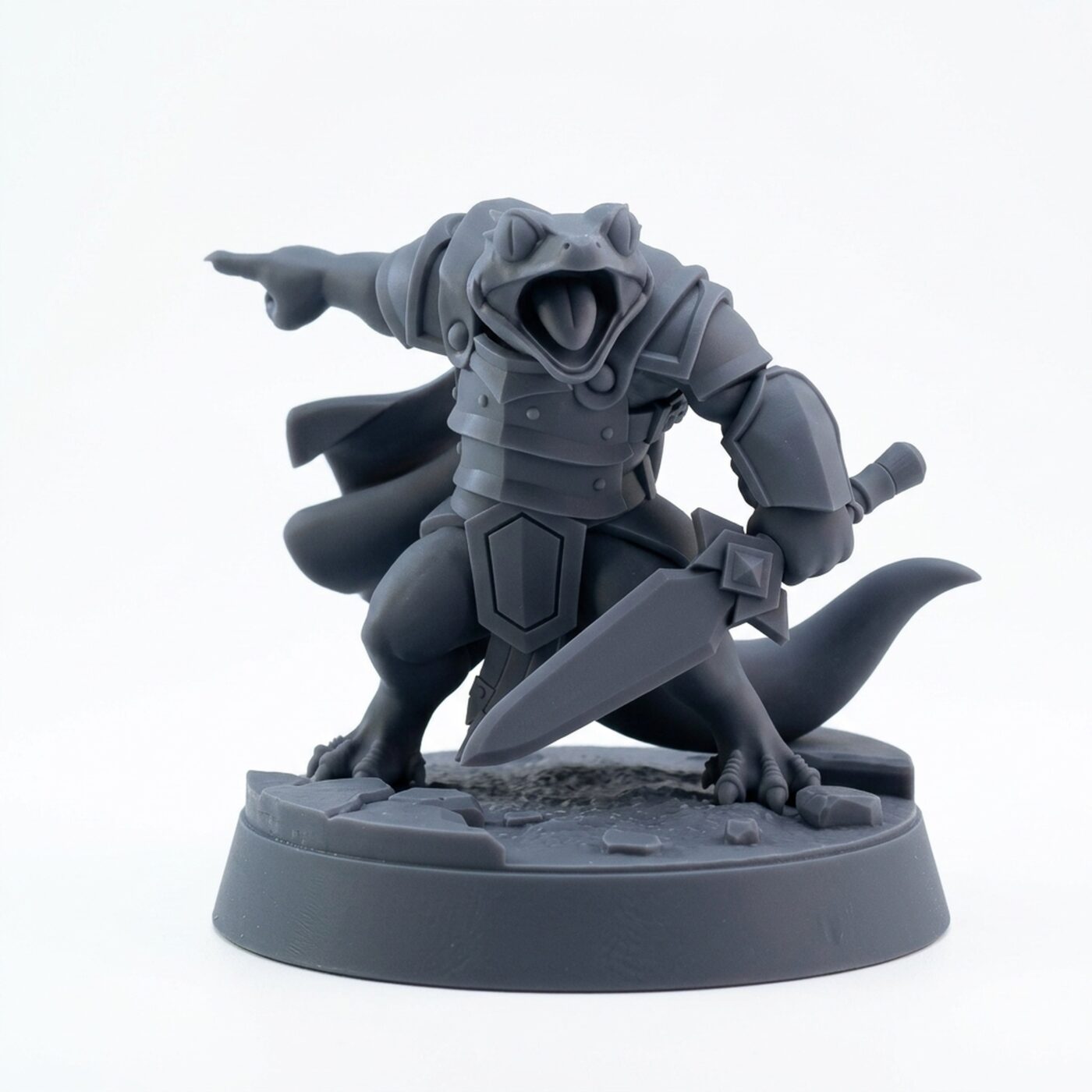 Lizard Guardman A - Gray Resin 3D Printed Miniature