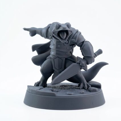 Lizard Guardman A - Gray Resin 3D Printed Miniature