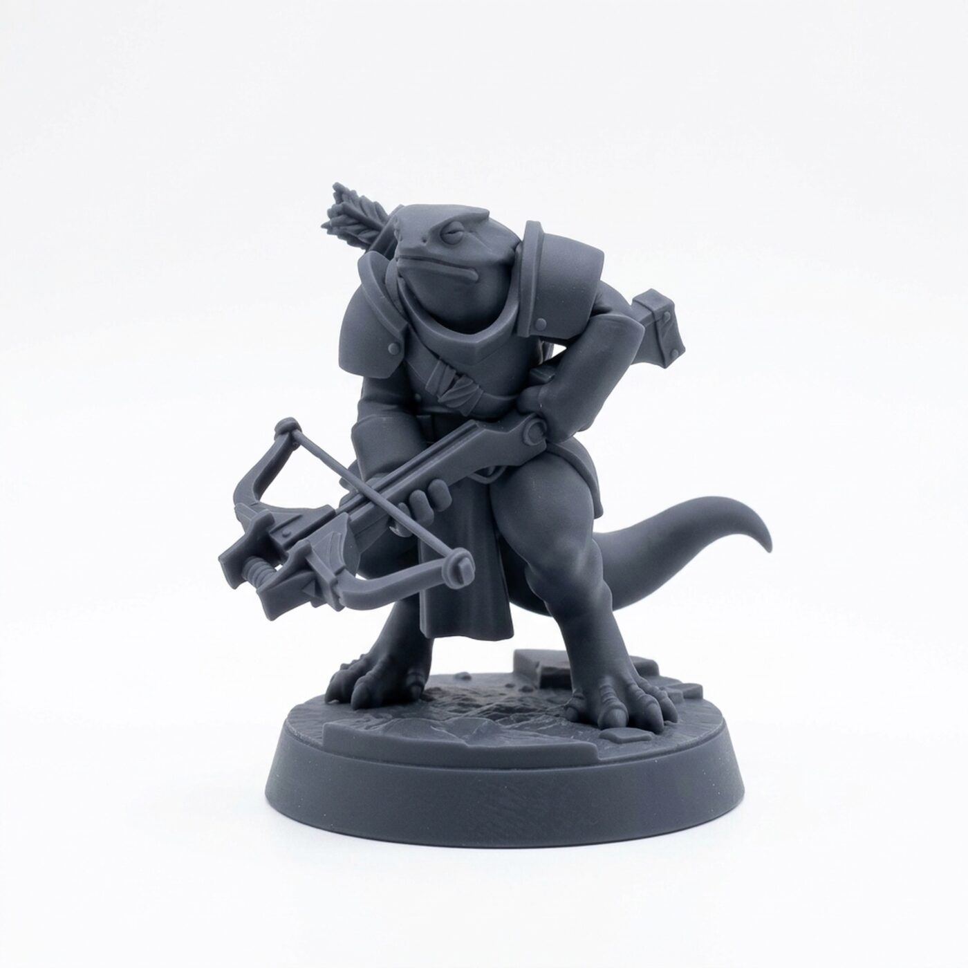 Lizard Guardman B - Gray Resin 3D Printed Miniature