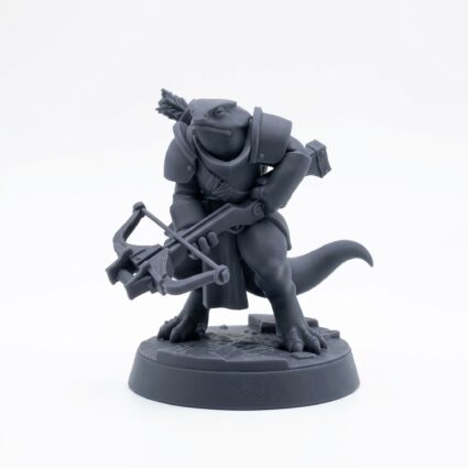 Lizard Guardman B - Gray Resin 3D Printed Miniature