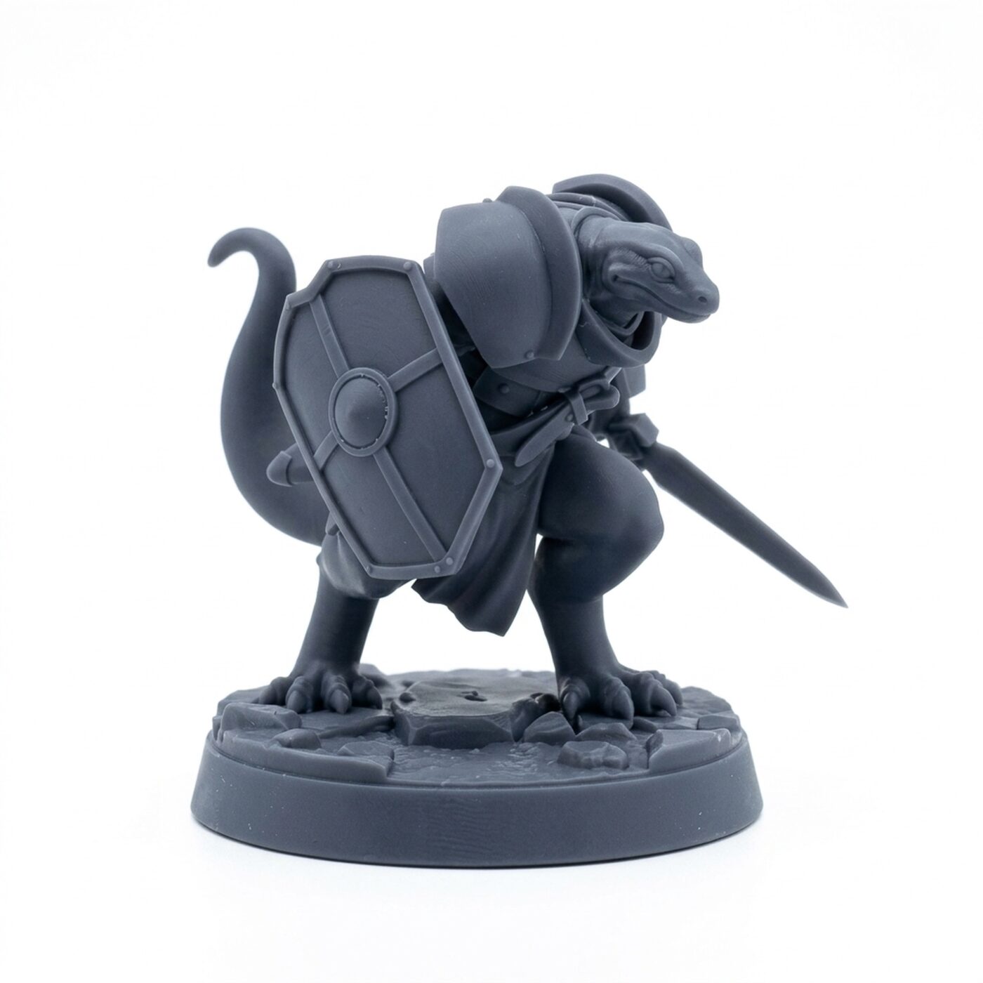 Lizard Guardman C - Gray Resin 3D Printed Miniature