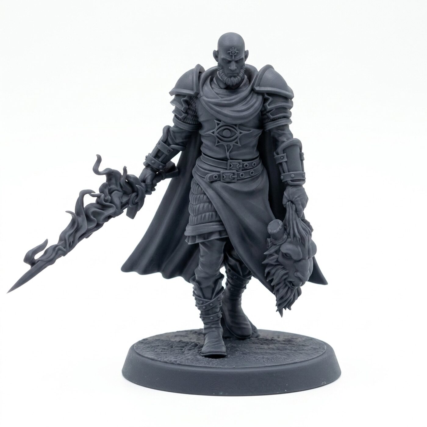 Luel Of Avreham Ash Paladin - Gray Resin 3D Printed Miniature