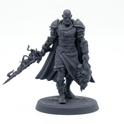 Luel Of Avreham Ash Paladin - Gray Resin 3D Printed Miniature