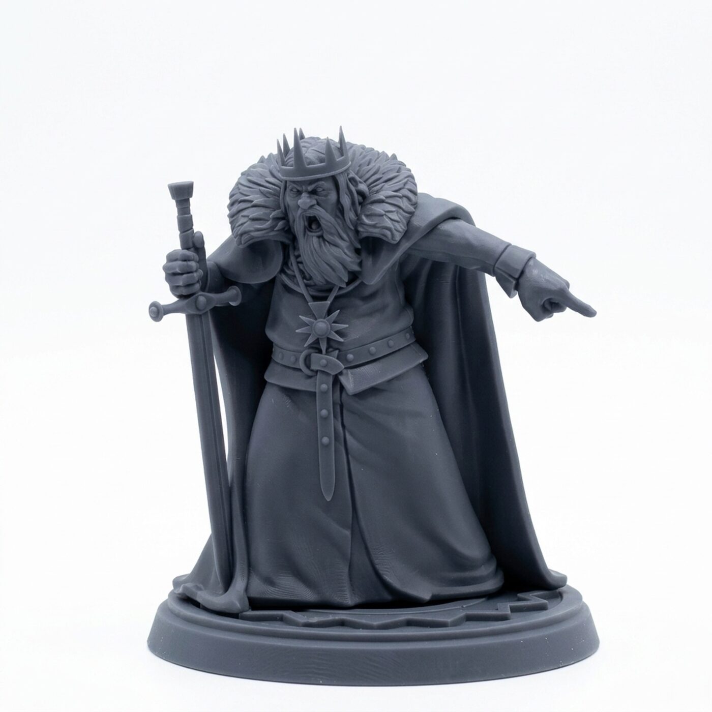 Mad King - Gray Resin 3D Printed Miniature