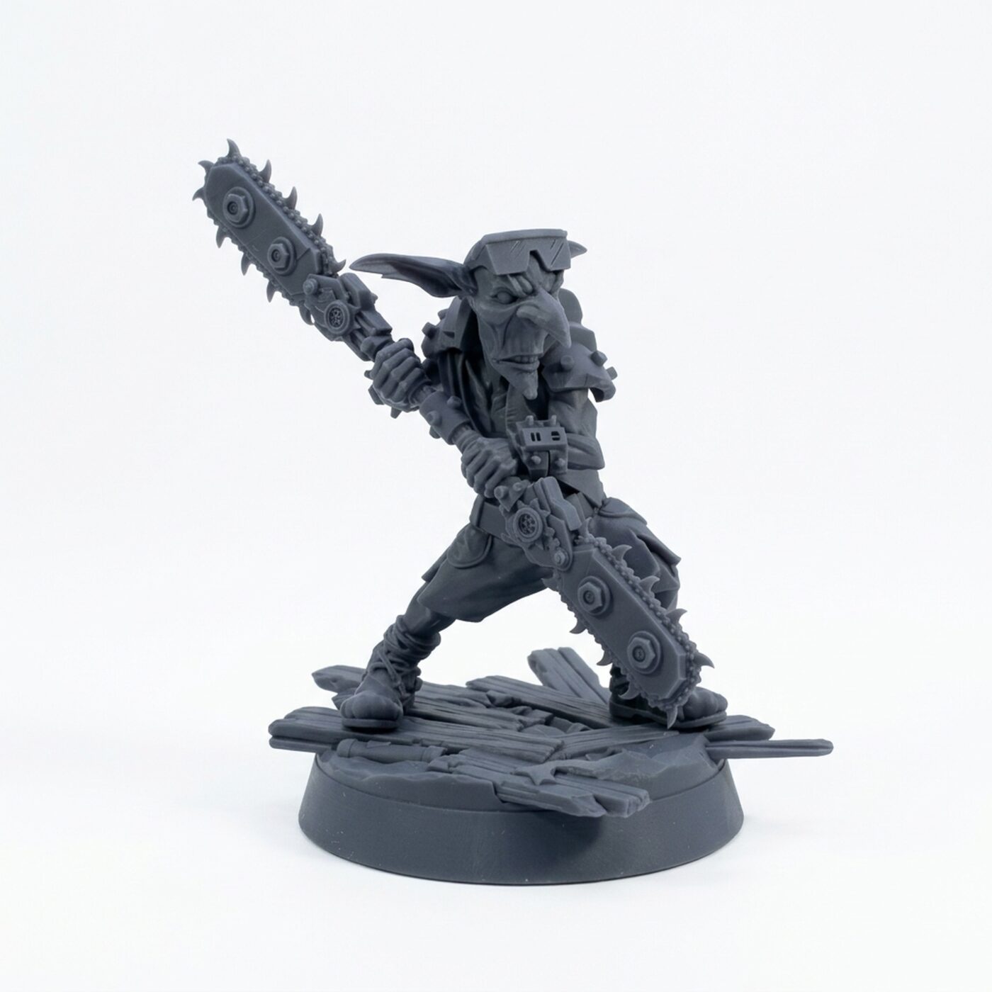 Maniac Pose D Twin Blades - Gray Resin 3D Printed Miniature