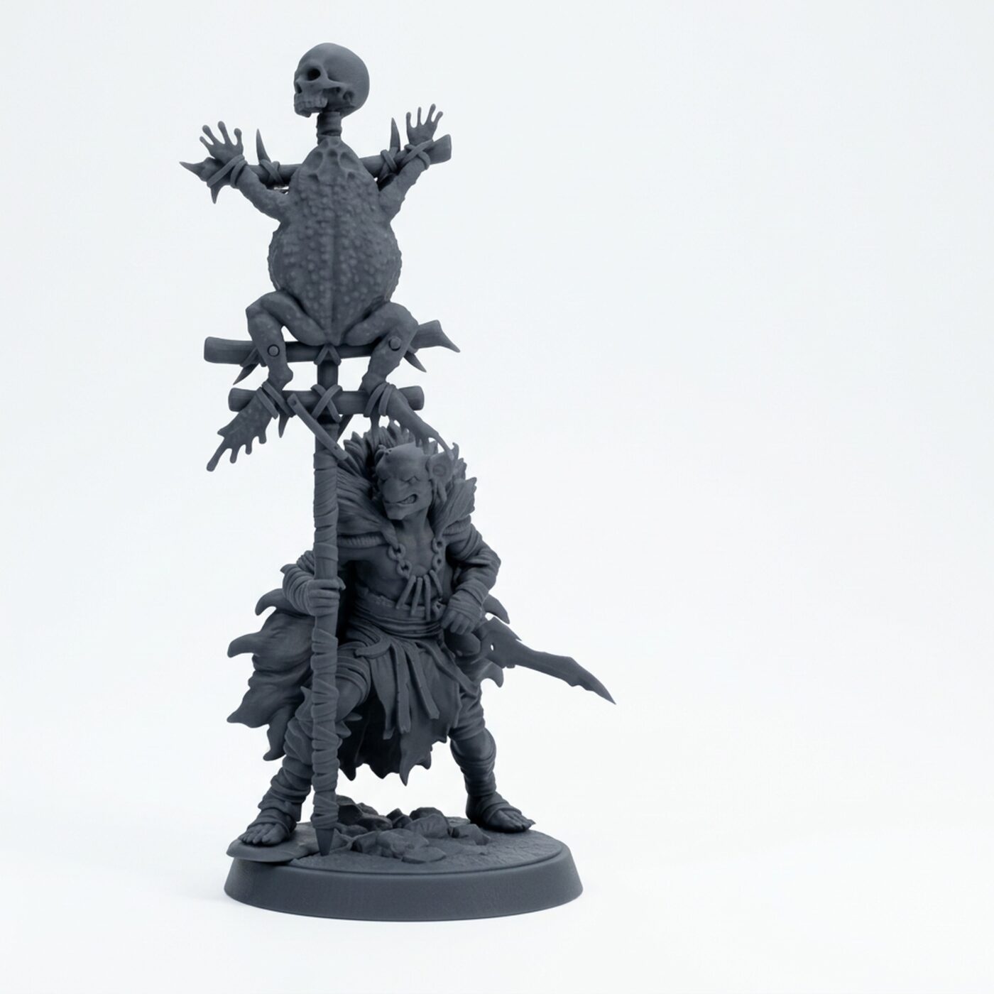 Marsh Goblin Bannerman - Gray Resin 3D Printed Miniature