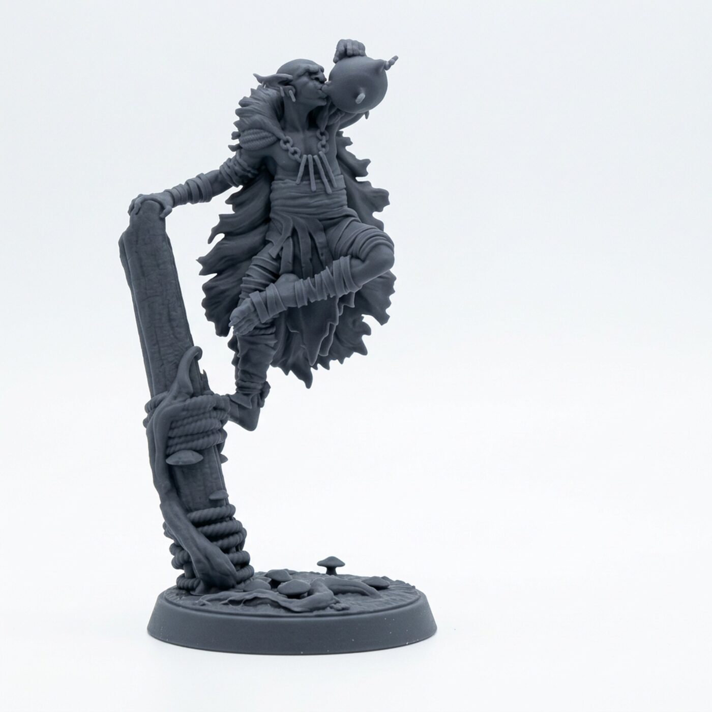 Marsh Goblin Musician - Gray Resin 3D Printed Miniature