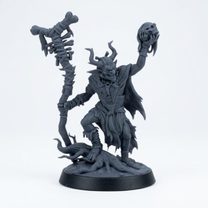 Marsh Goblin Shaman - Gray Resin 3D Printed Miniature