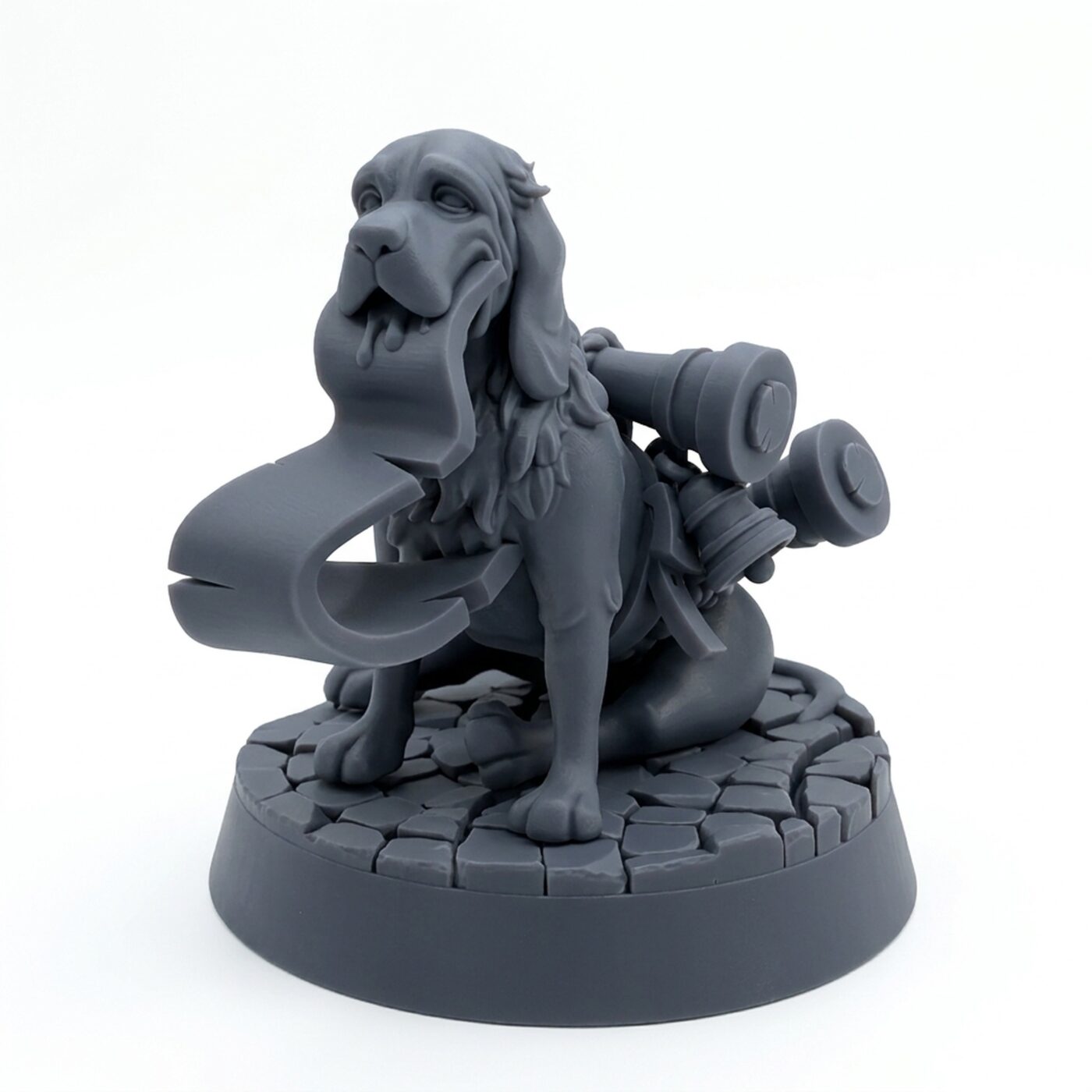 Marsim the Hound Drooling - Gray Resin 3D Printed Miniature