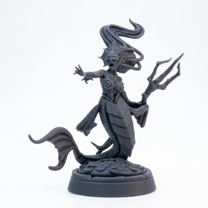 Mermaid Seer - Gray Resin 3D Printed Miniature