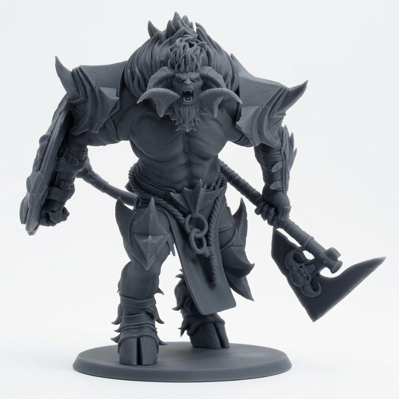 Minotaur Cry - Gray Resin 3D Printed Miniature