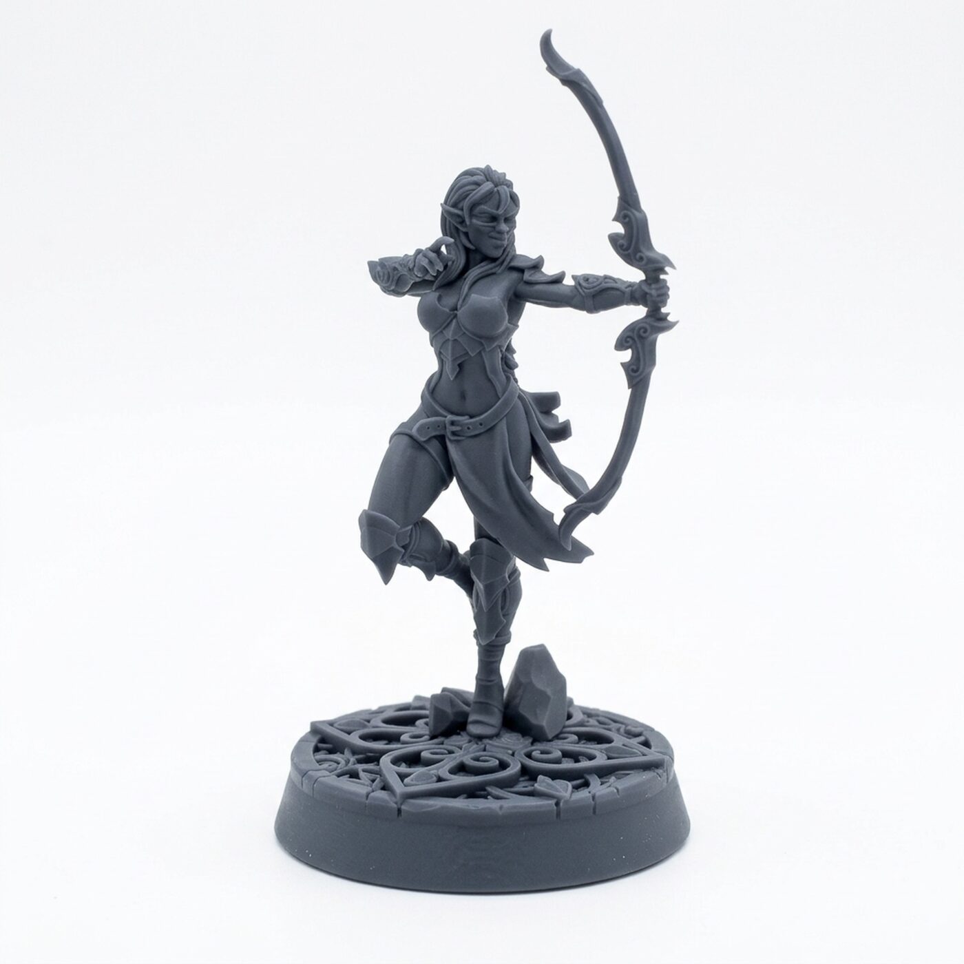 Moonflower Archer Eletha - Gray Resin 3D Printed Miniature