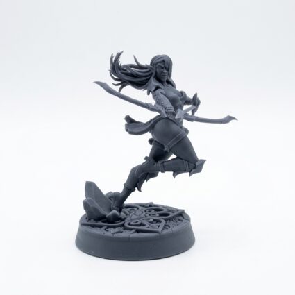 Moonflower Archer Mireille - Gray Resin 3D Printed Miniature