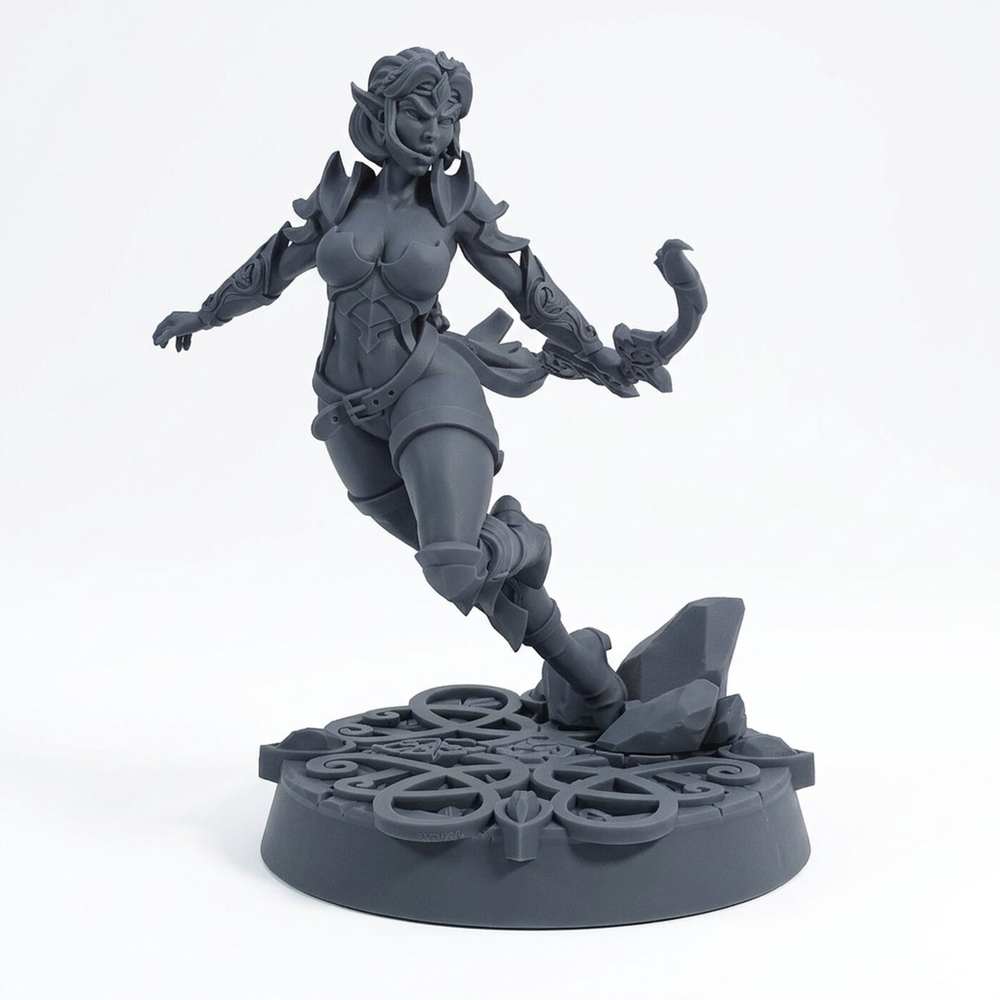 Moonflower Archer Mylenna - Gray Resin 3D Printed Miniature