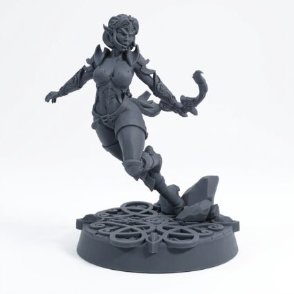 Moonflower Archer Mylenna - Gray Resin 3D Printed Miniature
