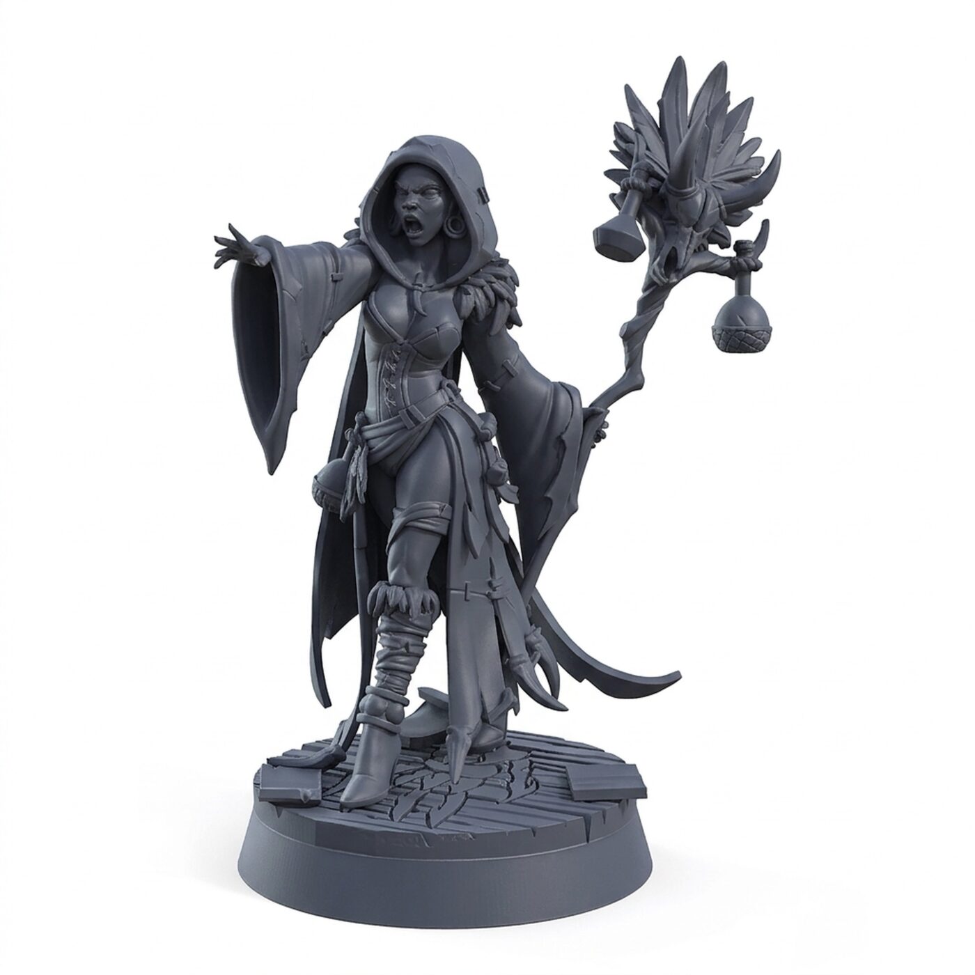 Morgana Conjuring Spell - Gray Resin 3D Printed Miniature