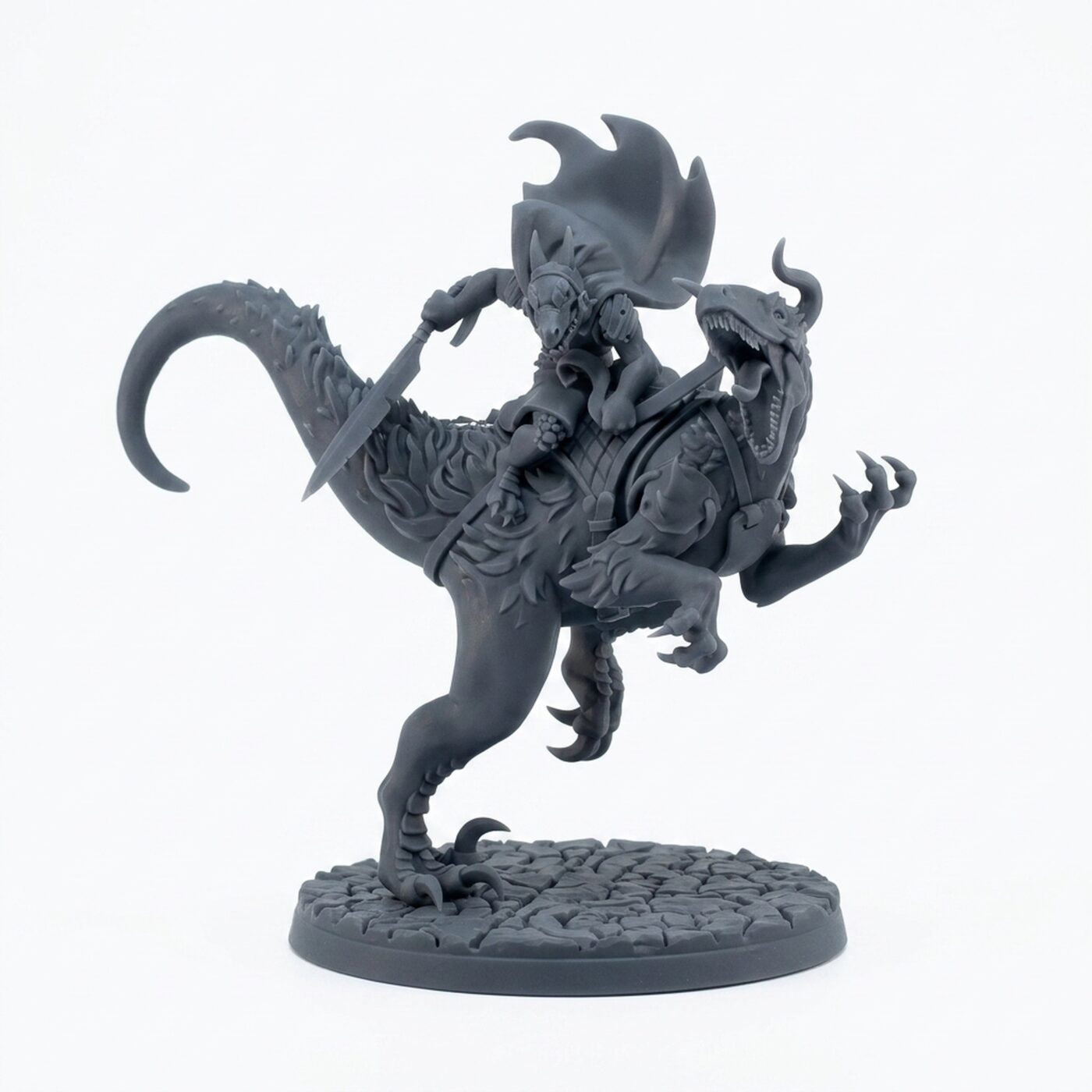 Mounted Kobold B - Gray Resin 3D Printed Miniature