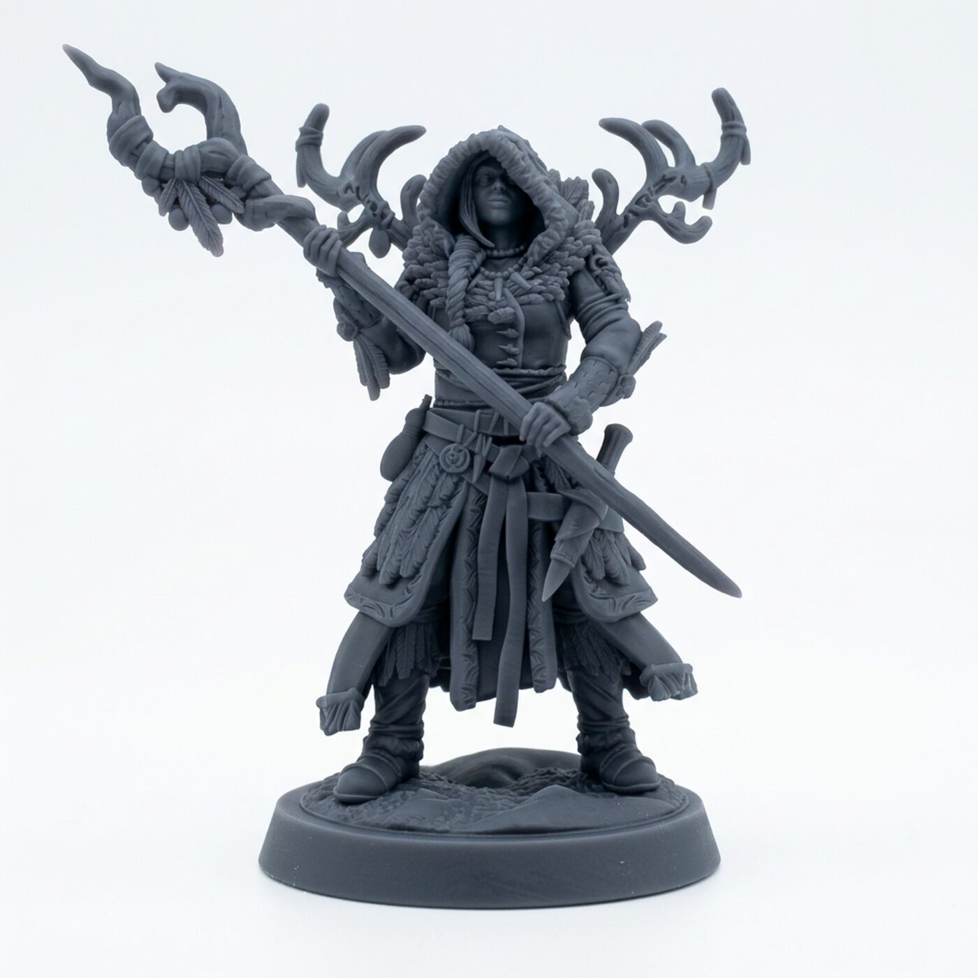 Neirikki Clan Spirit-Talker - Gray Resin 3D Printed Miniature