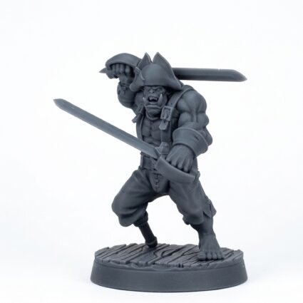 One Leg Orc - Gray Resin 3D Printed Miniature