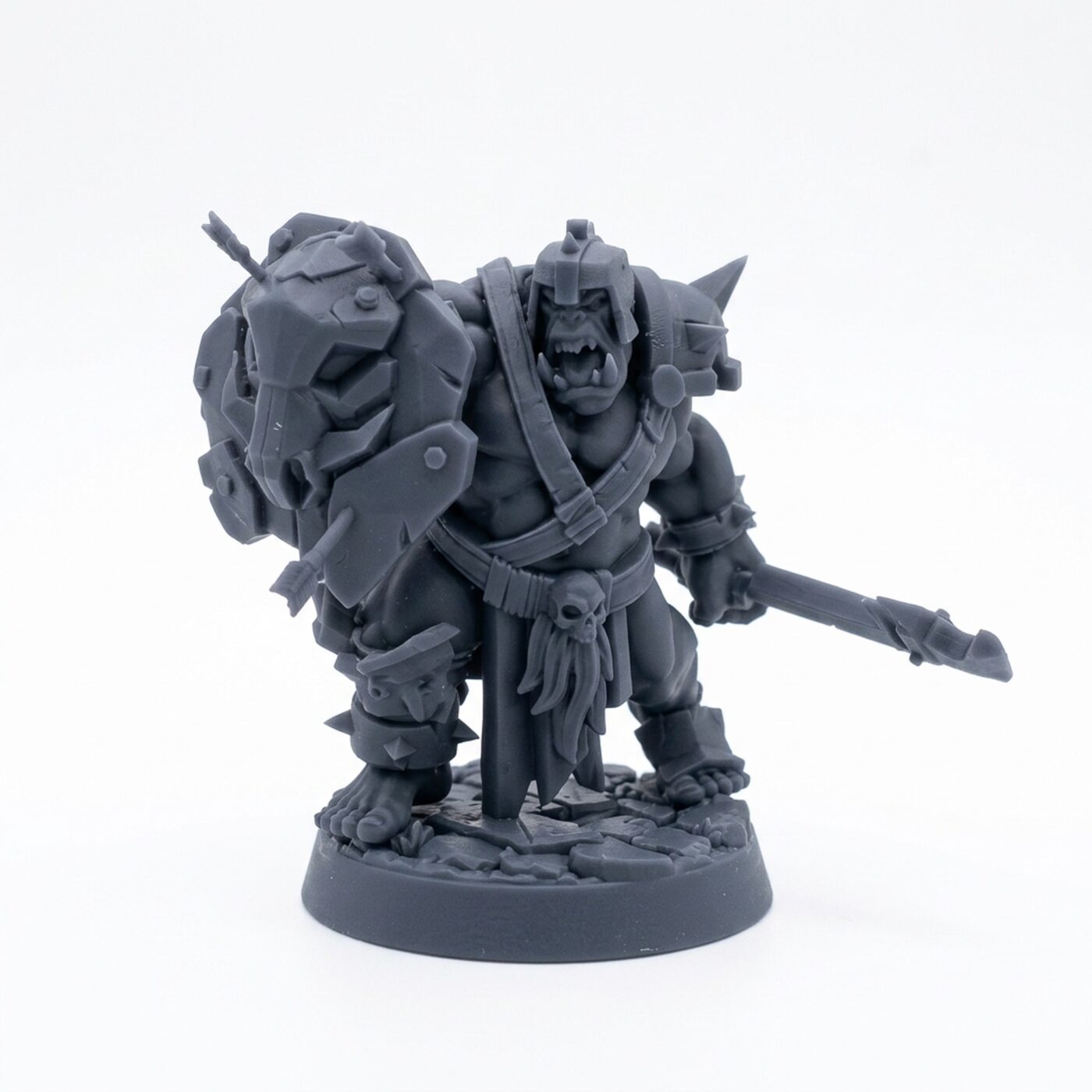 Orc Grunt B - Gray Resin 3D Printed Miniature