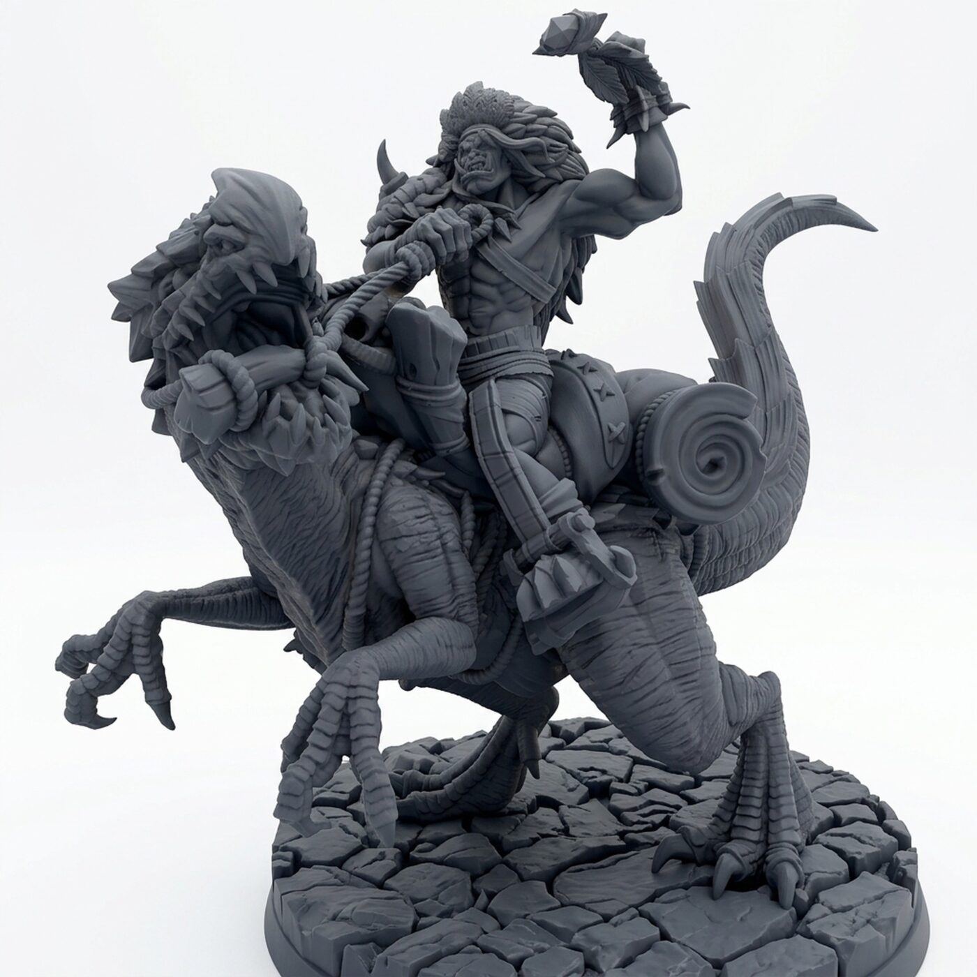 Orc Raptor - Gray Resin 3D Printed Miniature