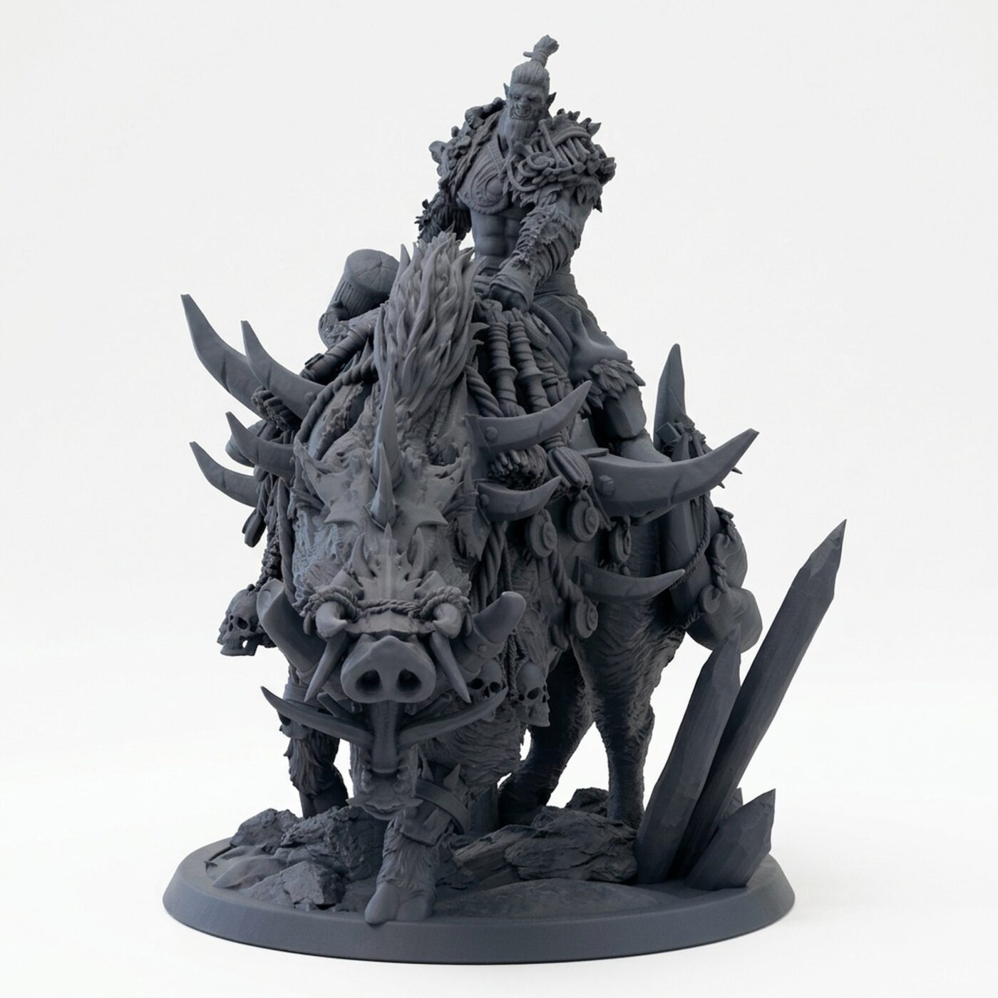 Orcboar Turn Mount - Gray Resin 3D Printed Miniature