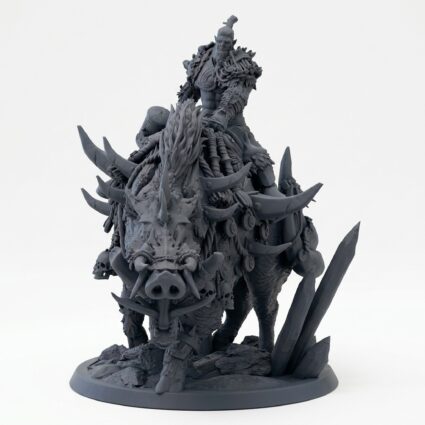 Orcboar Turn Mount - Gray Resin 3D Printed Miniature