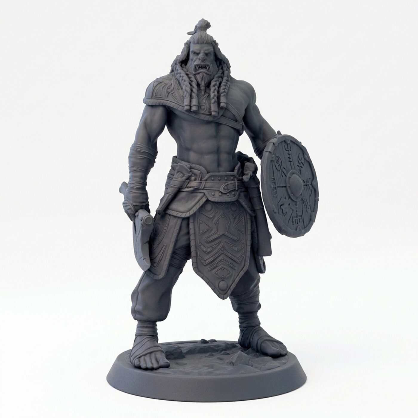 Orcsoldier Axestand - Gray Resin 3D Printed Miniature