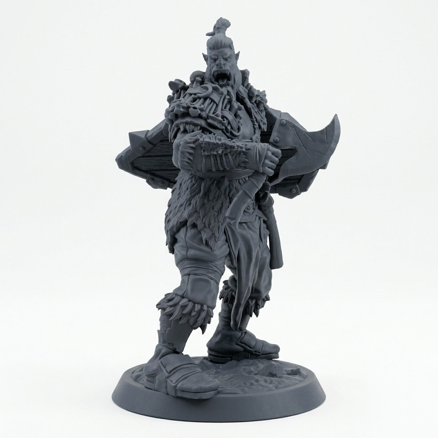 Orcsoldier Axetaunt - Gray Resin 3D Printed Miniature