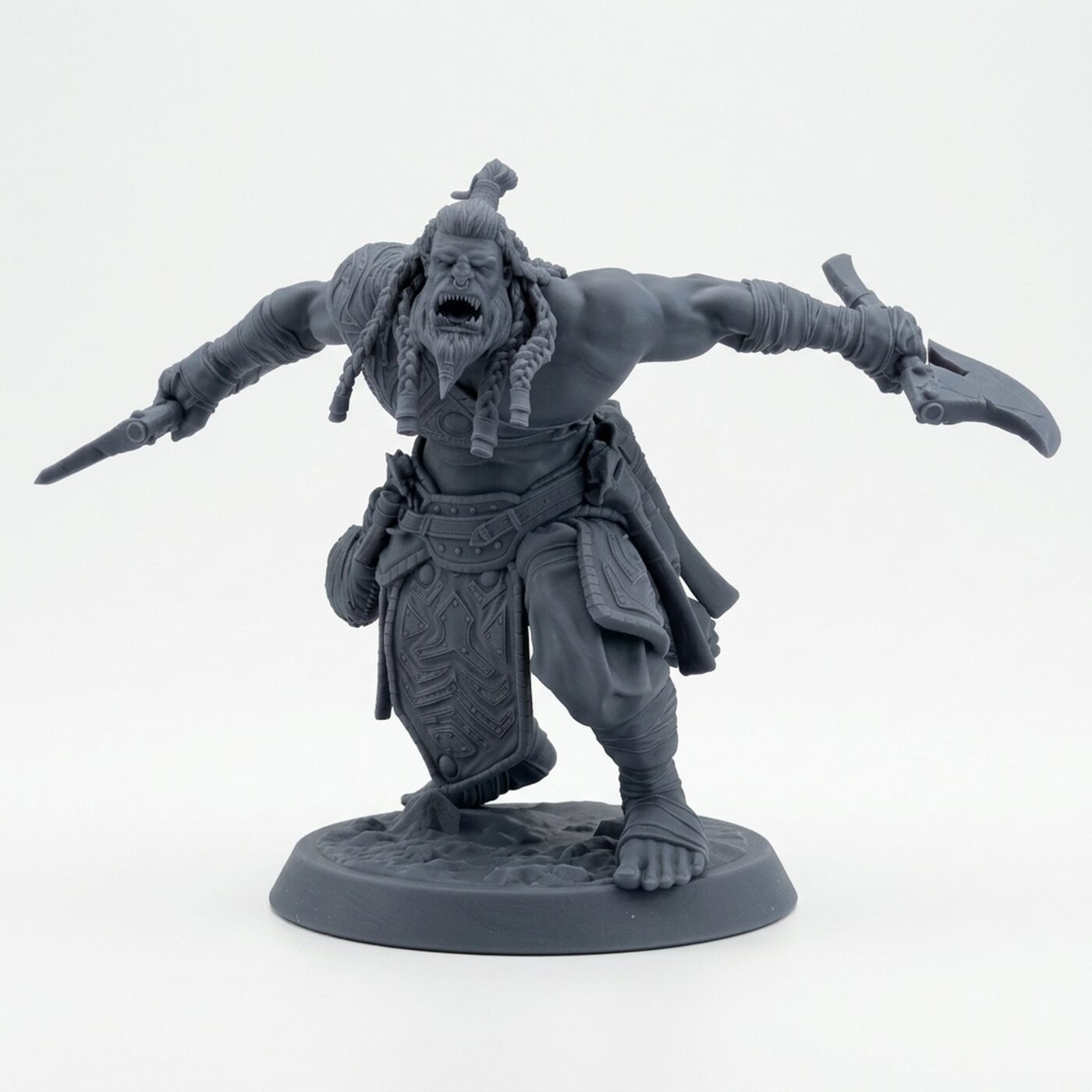 Orcsoldier Axewarcry - Gray Resin 3D Printed Miniature