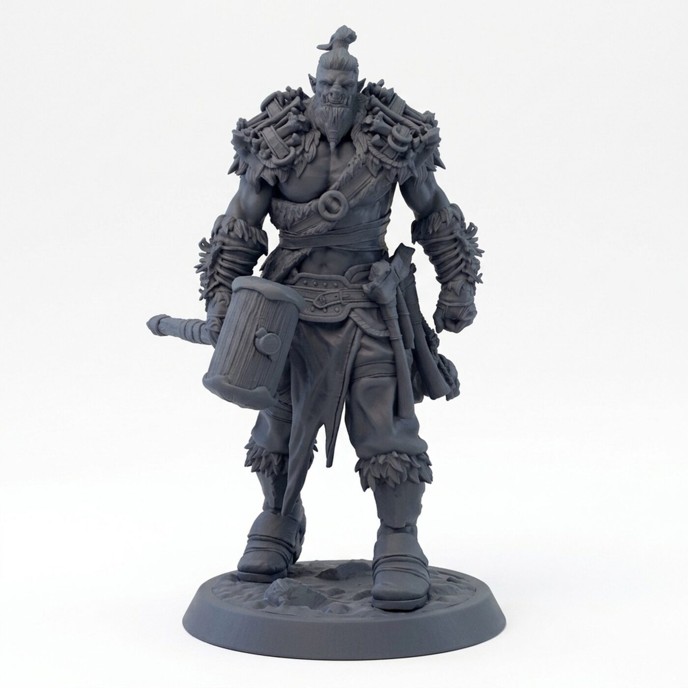 Orcsoldier Hammerduel - Gray Resin 3D Printed Miniature