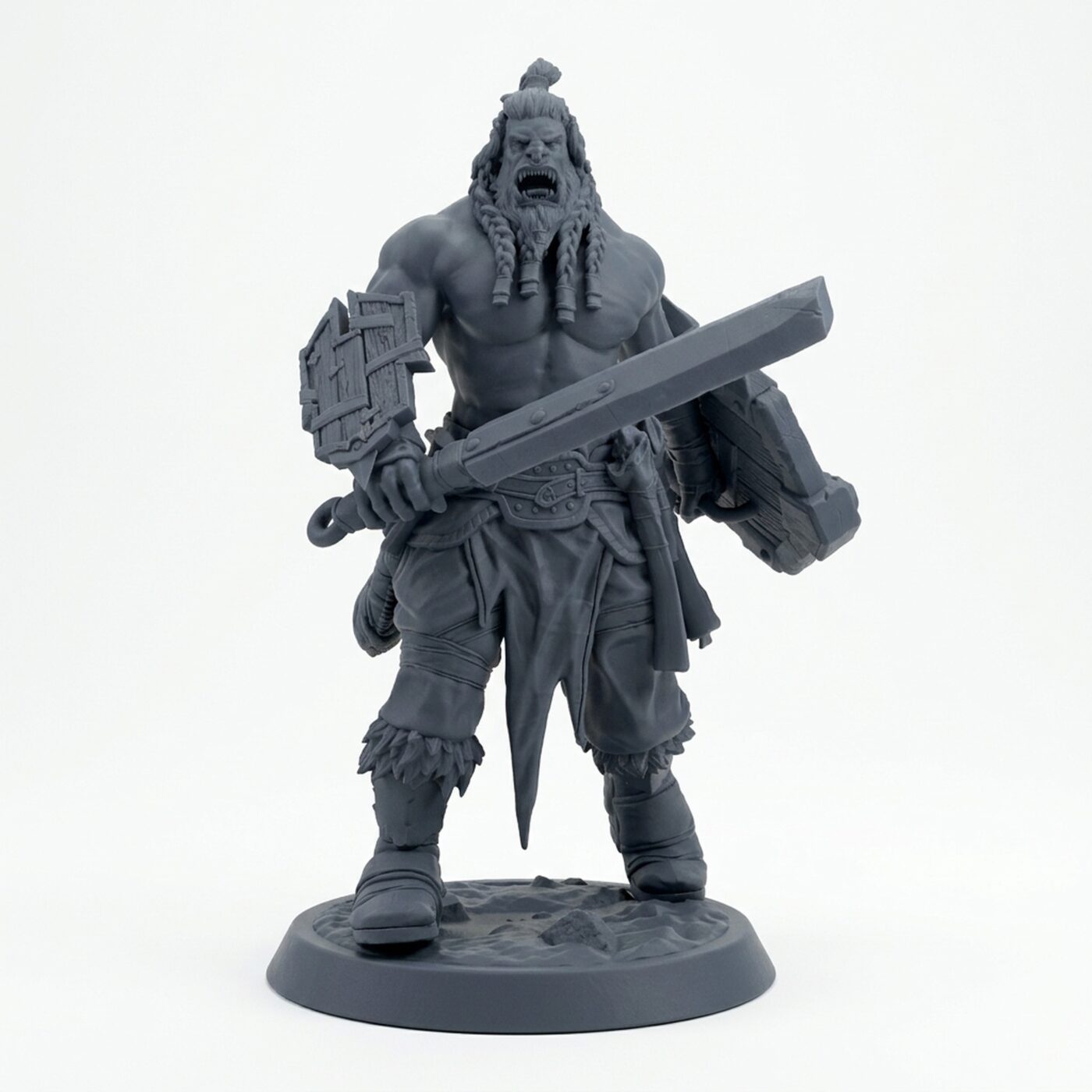 Orcsoldier Swordcry - Gray Resin 3D Printed Miniature