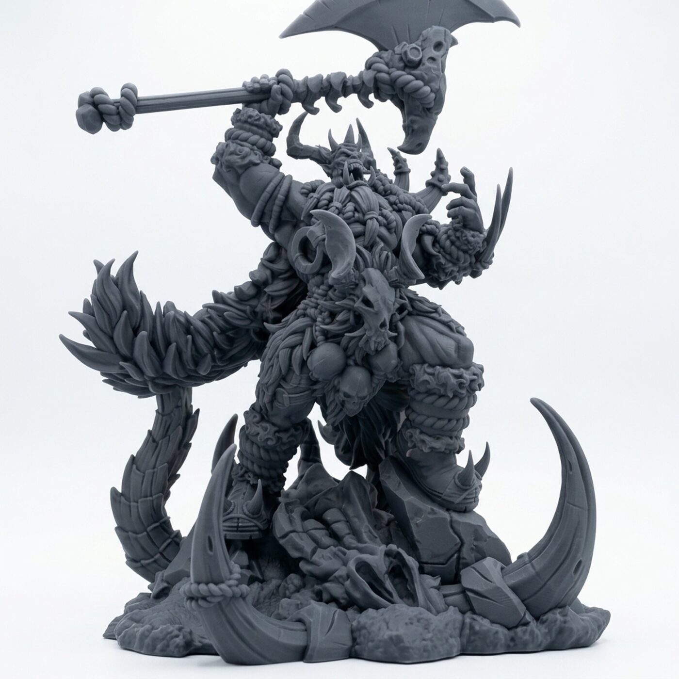 Orc Tribe Warchief - Gray Resin 3D Printed Miniature