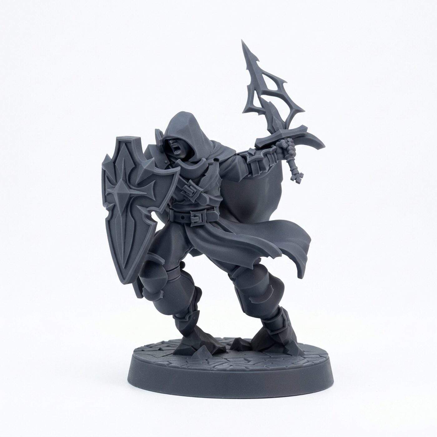 Paladin Hooded - Gray Resin 3D Printed Miniature